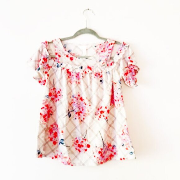 Lauren Conrad Petites Tops - Lauren Conrad Petites Women's Ruffle Cold-Shoulder blouse — SZ Petite XS